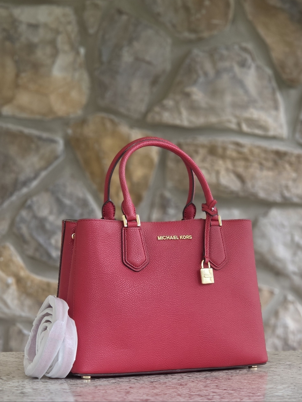 Michael Kors Adele Medium Red Satchel